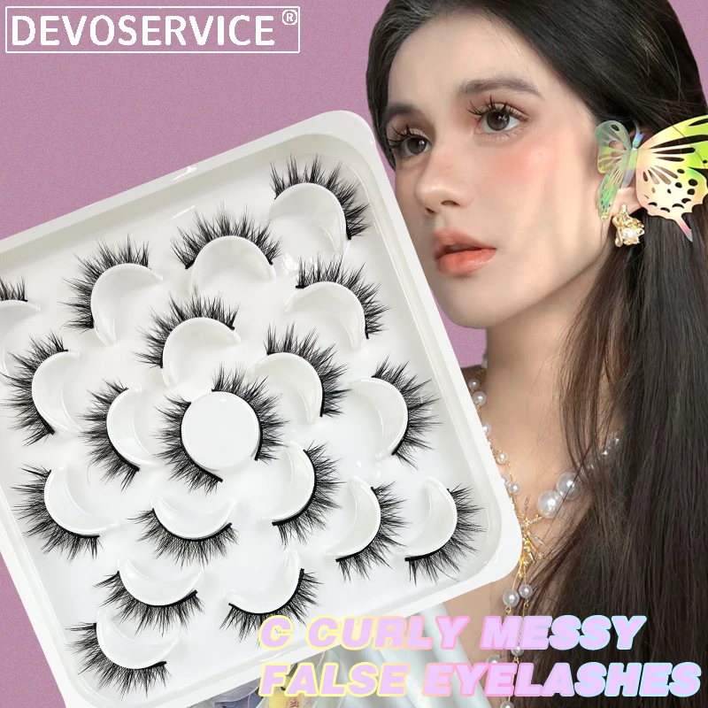 

Накладные ресницы DEVOSERVICE Nature 3D из искусственной норки, 10 пар, короткие сексуальные перекрещивающиеся ресницы для наращивания, макияж, 속halloween Хэллоуин