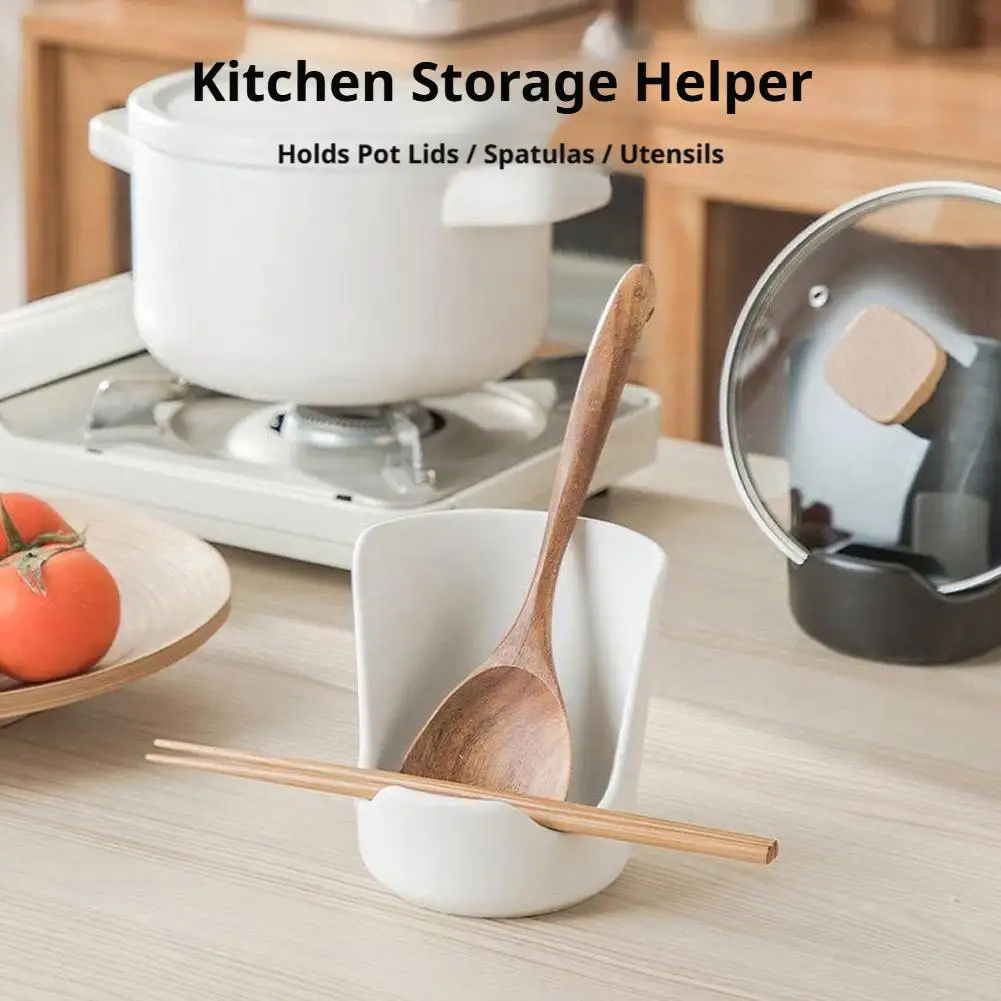 Pot Lid Rack Non-Slip Spatula Holder Water Tray Soup Spoon Rack Desktop Decor Kitchen Storage Rack Accessories