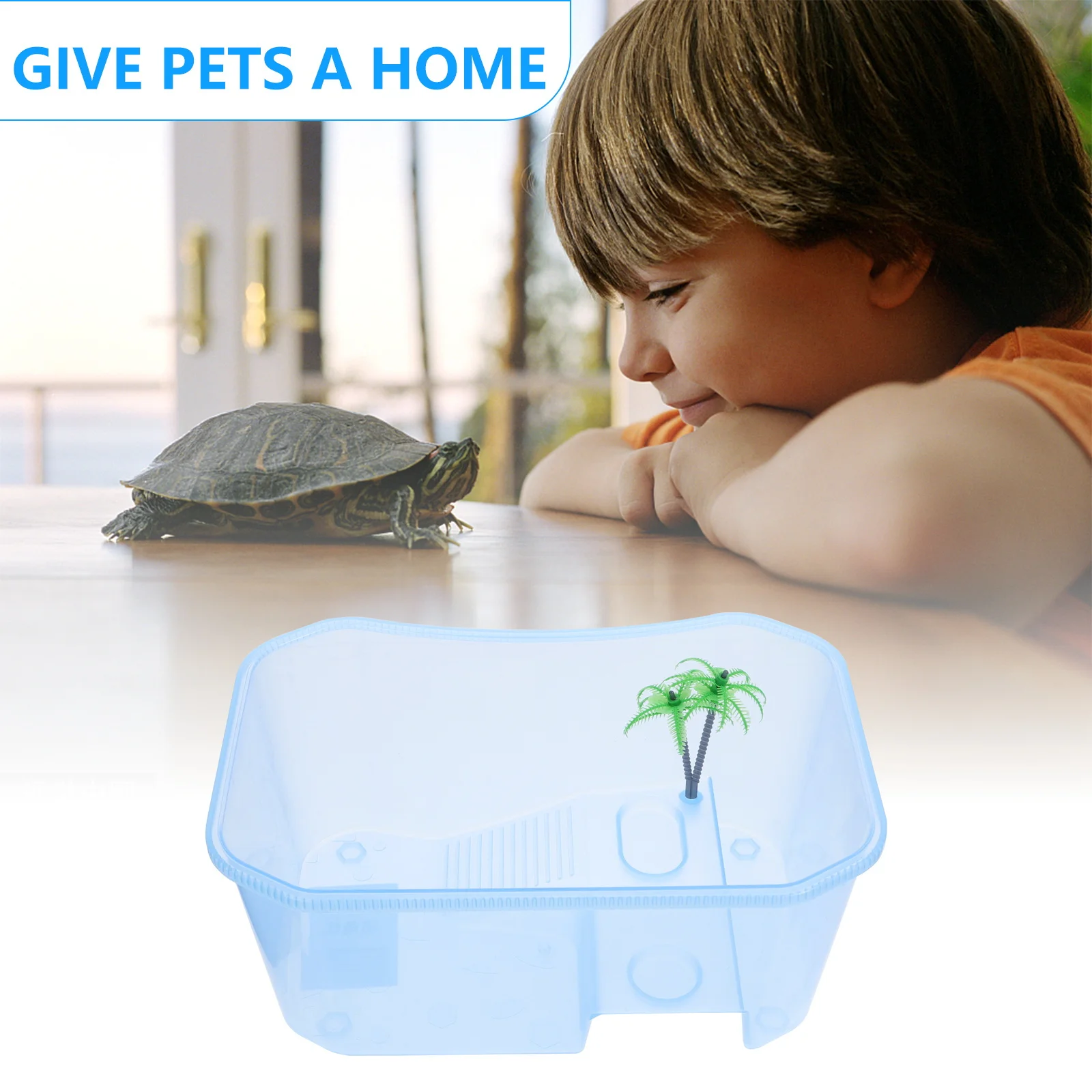 

Amphibious Turtle Tank Premium Pet Habitat Box Ventilation Design For Reptile Living Tank Tortoise Keeping Box Mini Turtle Case
