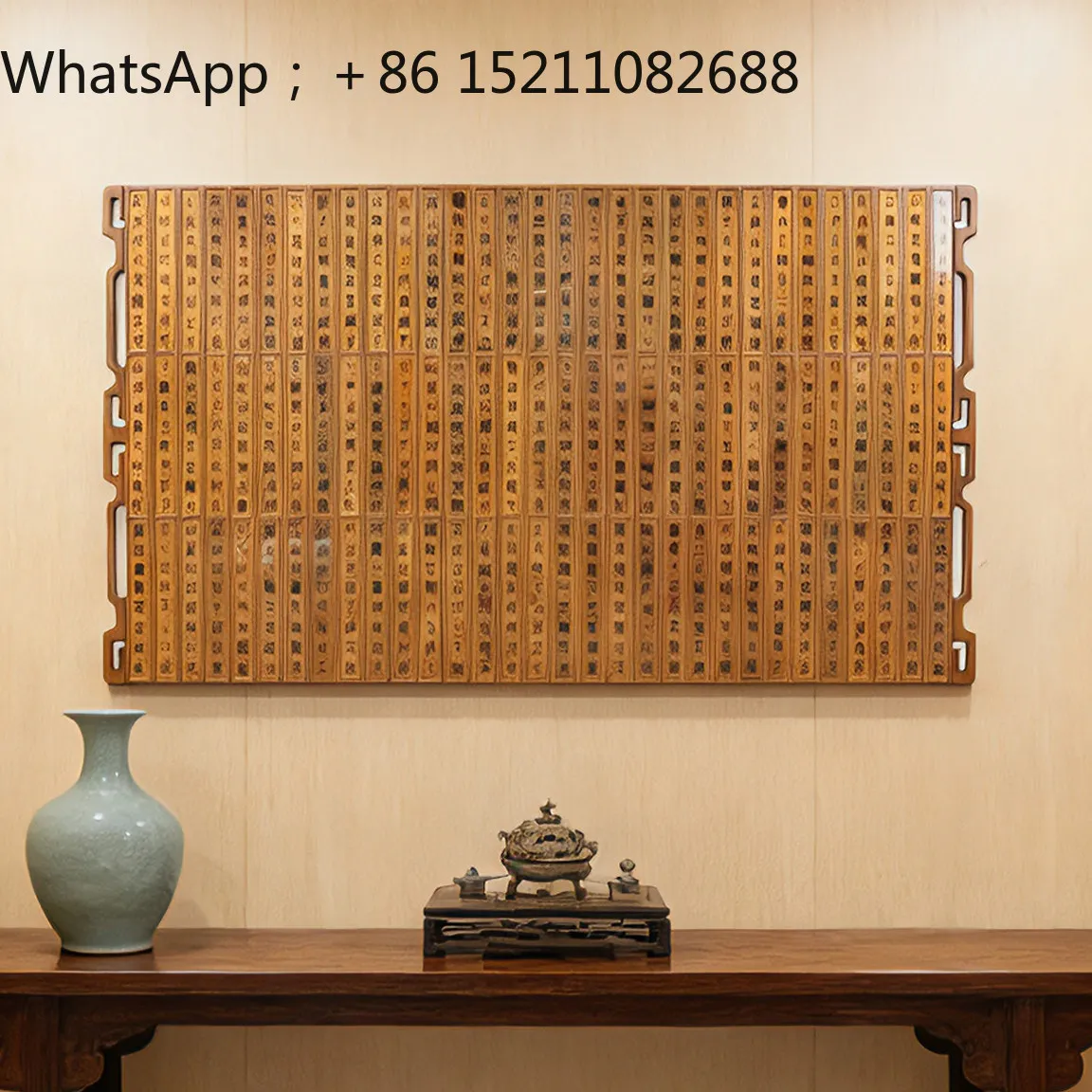 SCY medieval bamboo slips painted glass poems pasted with gold foil hanging paintings retro entrance decorative paintings