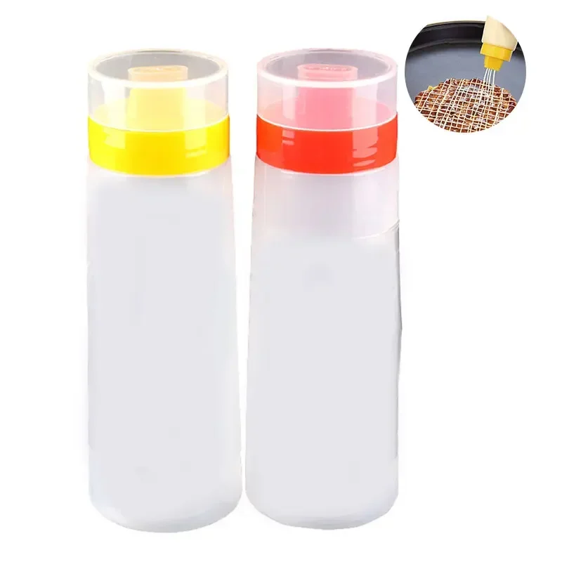 Botella de salsa de resina de 300ml, 4 agujeros, botella de salsa tipo exprimible, resina segura para mermelada de salsa, mayonesa, aceite de oliva, herramientas de cocina