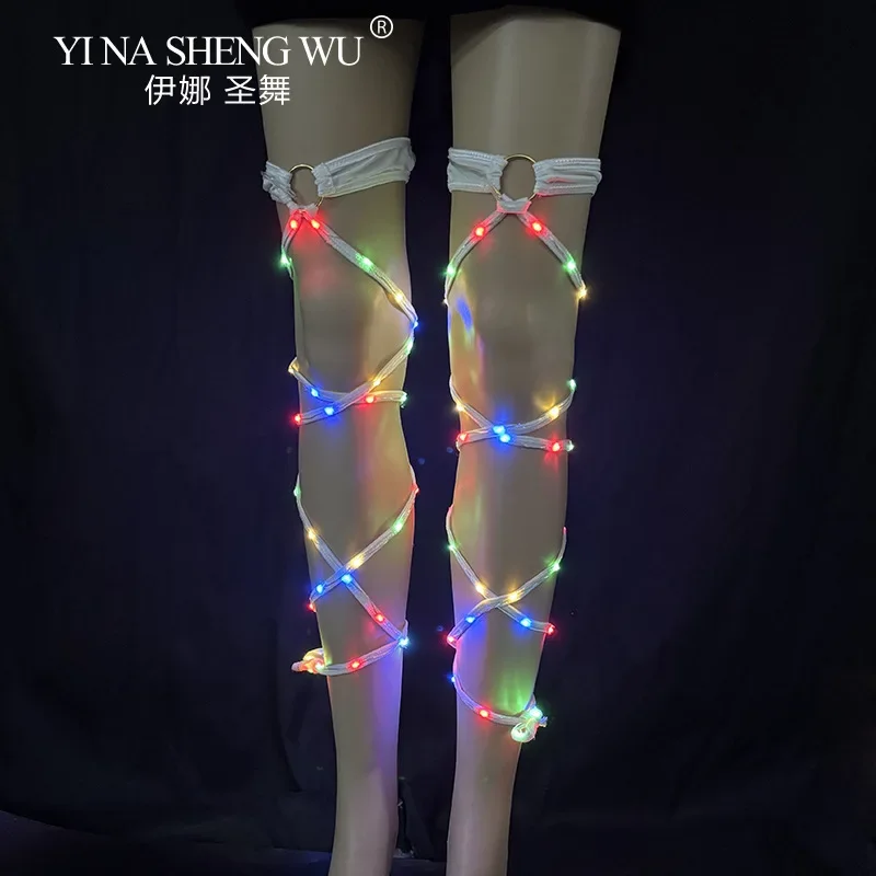 Sexy LED Garter Belt Anti-Slip Thigh Straps Dance Performance Flash Prop for Nightclub Party Halloween