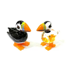 Murano Glass Puffin Mini Figurine Home Desktop Decor Ornament Cute Sea Bird Animal Small Statue Holiday Party Idea New Year Gift