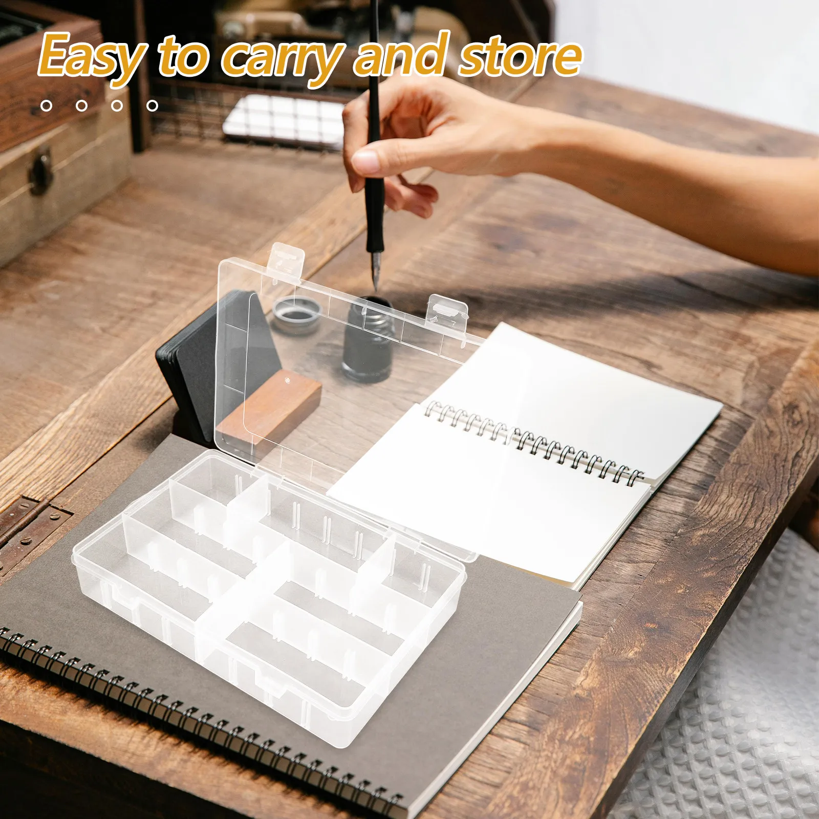 

Большой прозрачный пластиковый пенал для хранения художественных принадлежностей, многофункциональный органайзер для школьных канцелярских товаров, портативный футляр для ручек