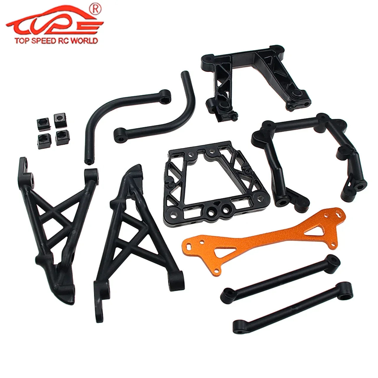 1/5 rc atualização de plástico anteparo traseiro e suporte torre choque conjunto para hpi rofun rovan baja 5b 5t 5sc ss kingmotor peças corrida