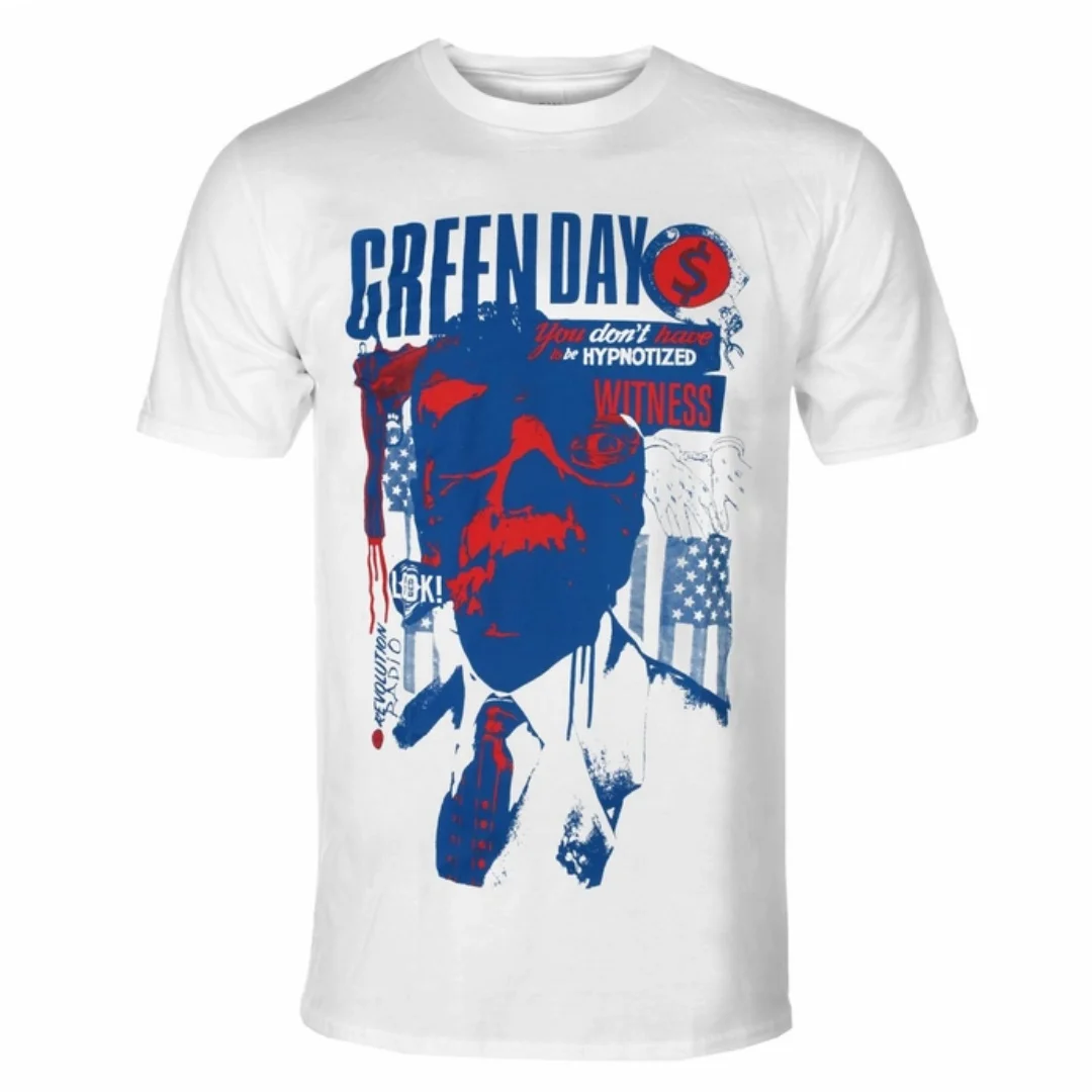 T-shirt imprimé Green Day - Patriot Witness - T-shirt quotidien style groupe pop-punk - Convient aux hommes et aux femmes