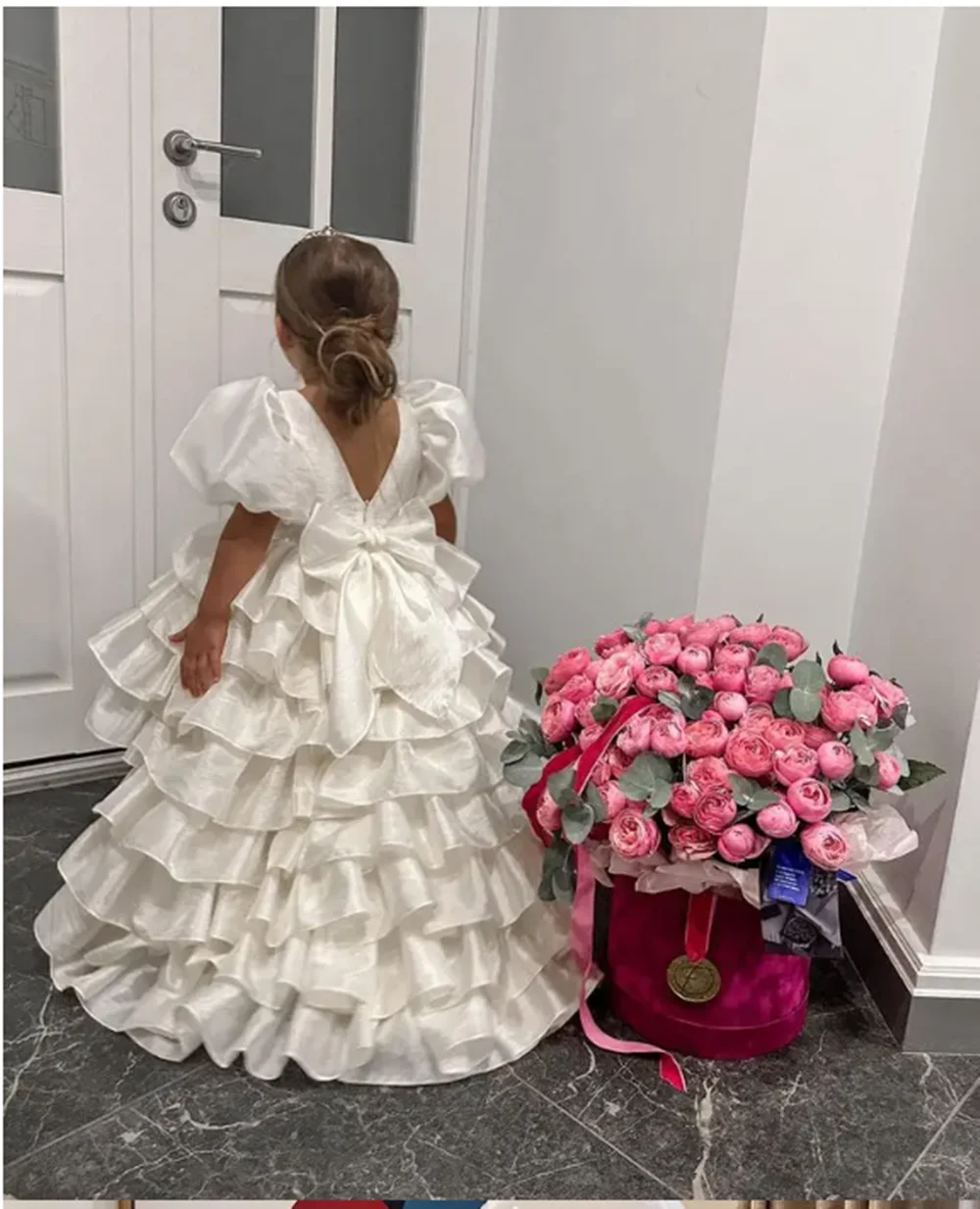 Blumen mädchen Kleider für Hochzeit Geburtstag Perle Blumen Tüll Luxus Prinzessin lange Maxi Kinder Brautjungfer Ball Erstkommunion Kleider