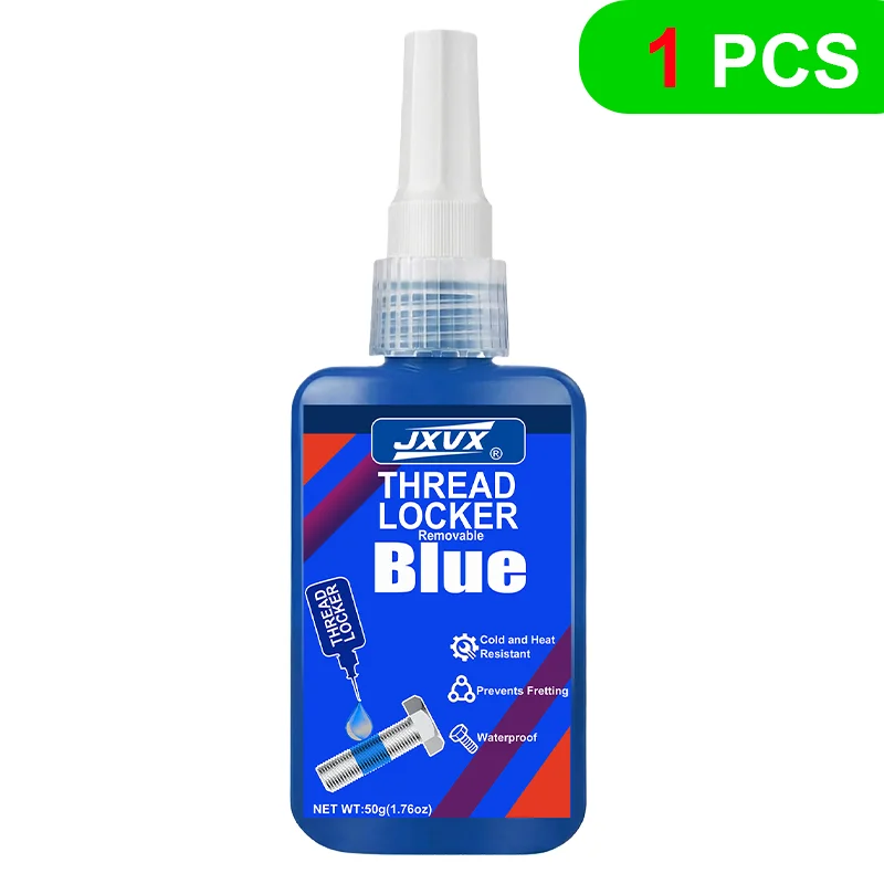 Schroefdraadborgmiddel 243 271 Schroefdraadborgmiddel (vergelijkbaar met Loctite) Anaërobe lijm Afdichtmiddel Gemiddelde tot hoge sterkte, oliebestendig, bestand tegen hoge temperaturen Blauw,