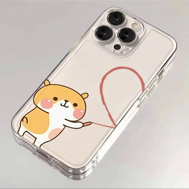 Cartoon Fun Bijpassende Paar Case voor Apple iPhone 16e 7 8 SE XR 13 12 11 Pro Max 15 14 16 Plus XS Helder Zacht