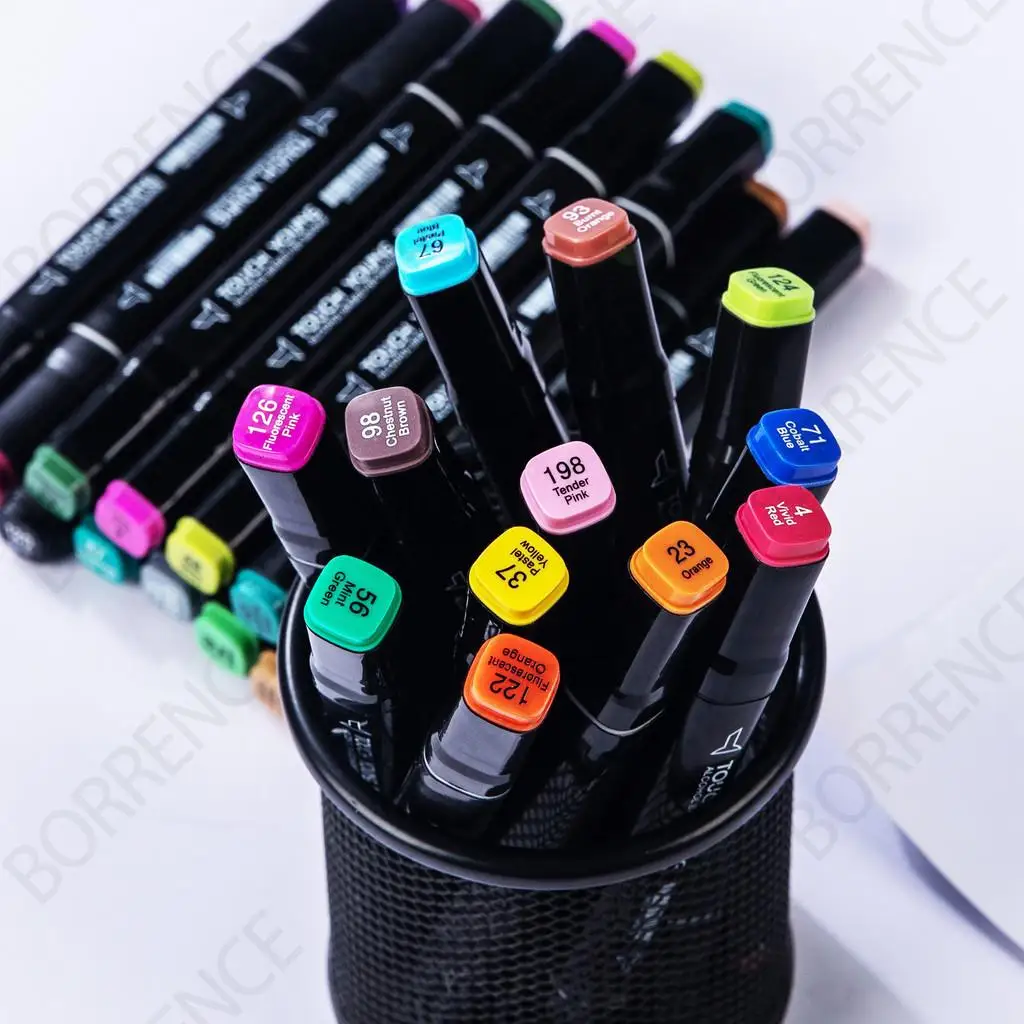 24-40 Colored Dual Tip Marker,Black Canvas Bag Fixed Base For Drawing Ceramic,Plaster,Artifact Craft Art Supplies Stationery