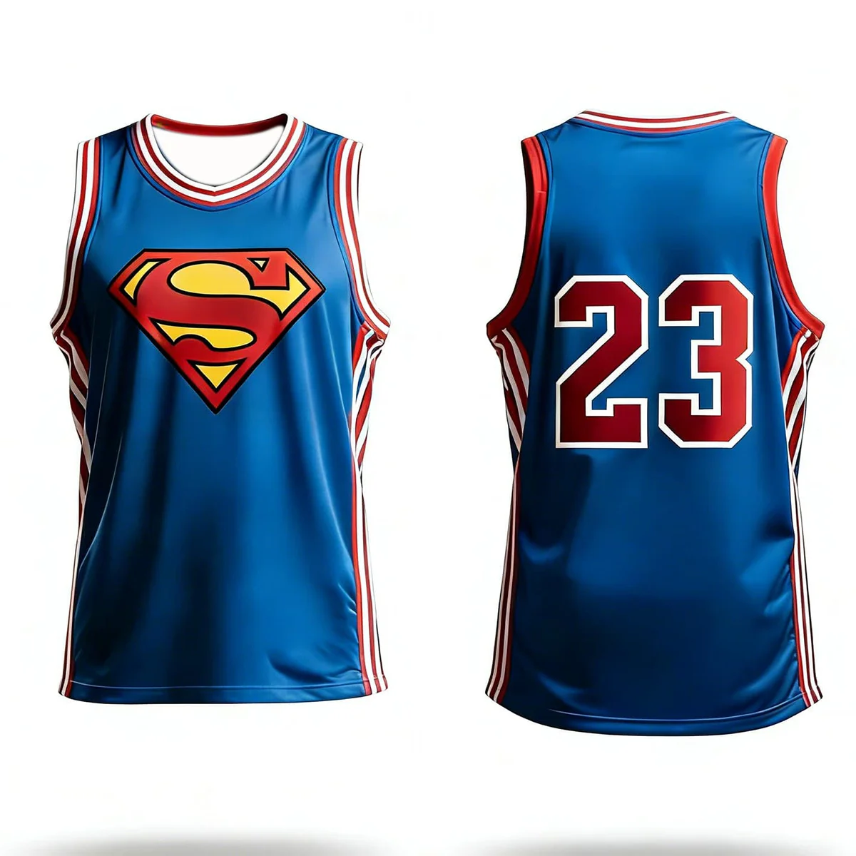 Camiseta de baloncesto Superman 23 para hombre, chaleco deportivo sin mangas, camiseta sin mangas de entrenamiento de malla transpirable, camiseta de Hip Hop para fanáticos