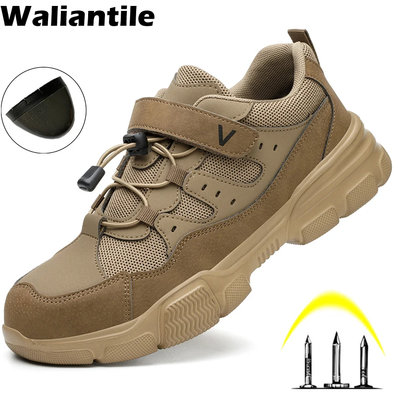 

Waliantile Men Women Safety Shoes Sneakers For Construction Puncture Proof Working Boots Steel Toe Anti-smashing Work Shoes Male