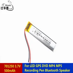 Liter energy battery 3.7V 500mah 701250 Lithium Polymer LiPo Rechargeable Battery For LED GPS DVD MP5 Recording Pen Bluetoot