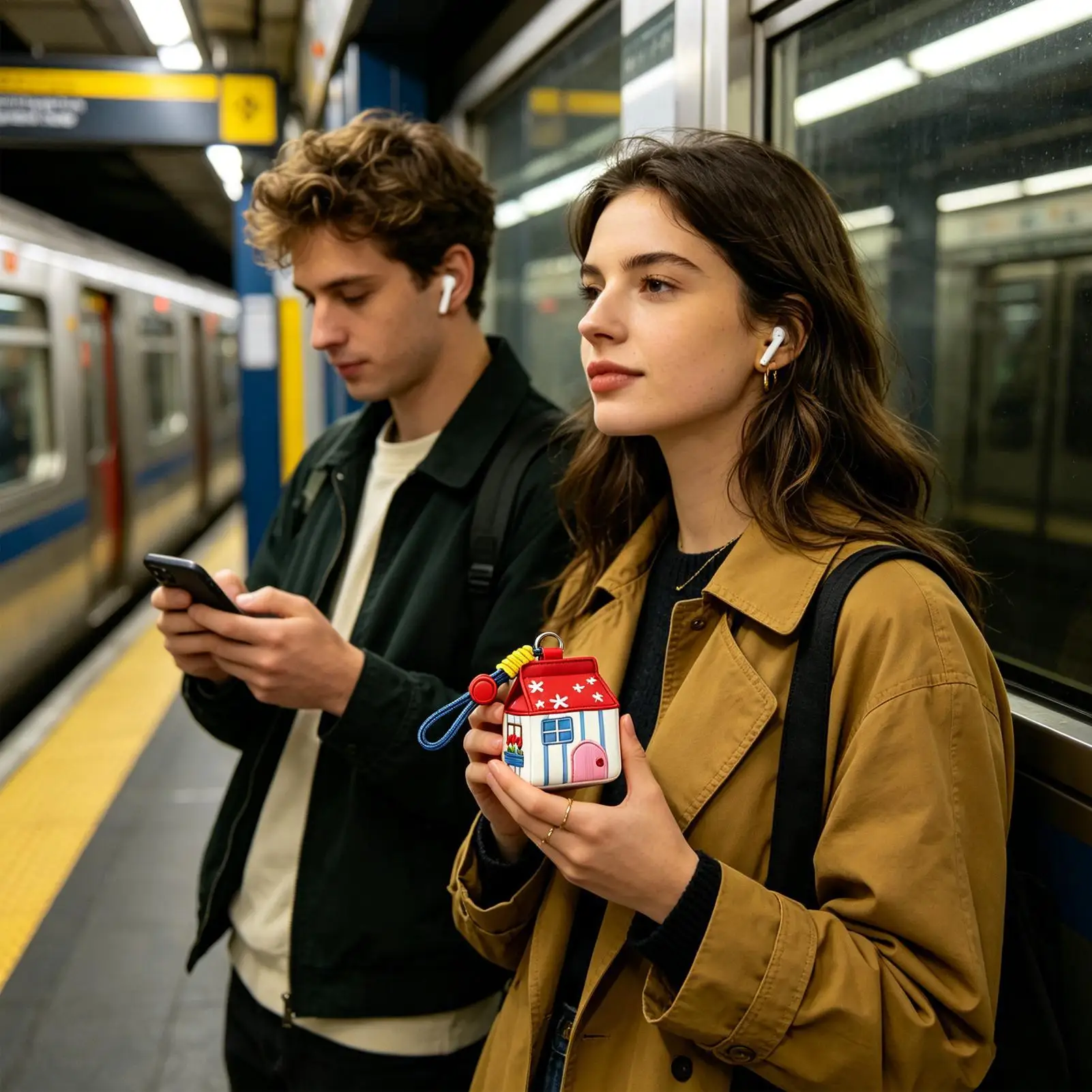 

Чехол для наушников в форме милого домика с брелоком для хранения карт, для рюкзака, путешествий, зарядки, переноски, для девочек