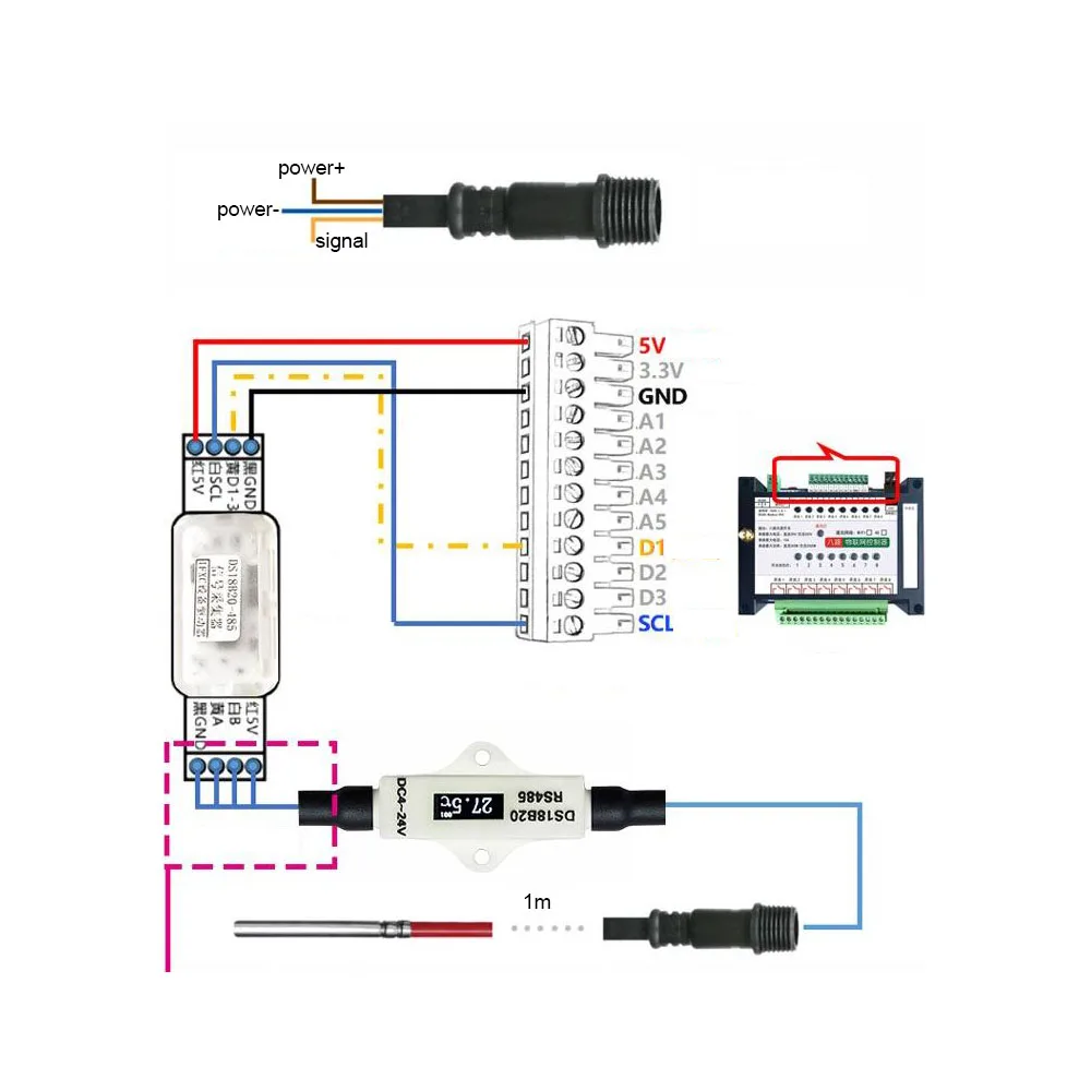 Taidacent à prova dwaterproof água plc rs485 modbus rtu ds18b20 sensor de temperatura tubo de aço inoxidável sonda com display oled