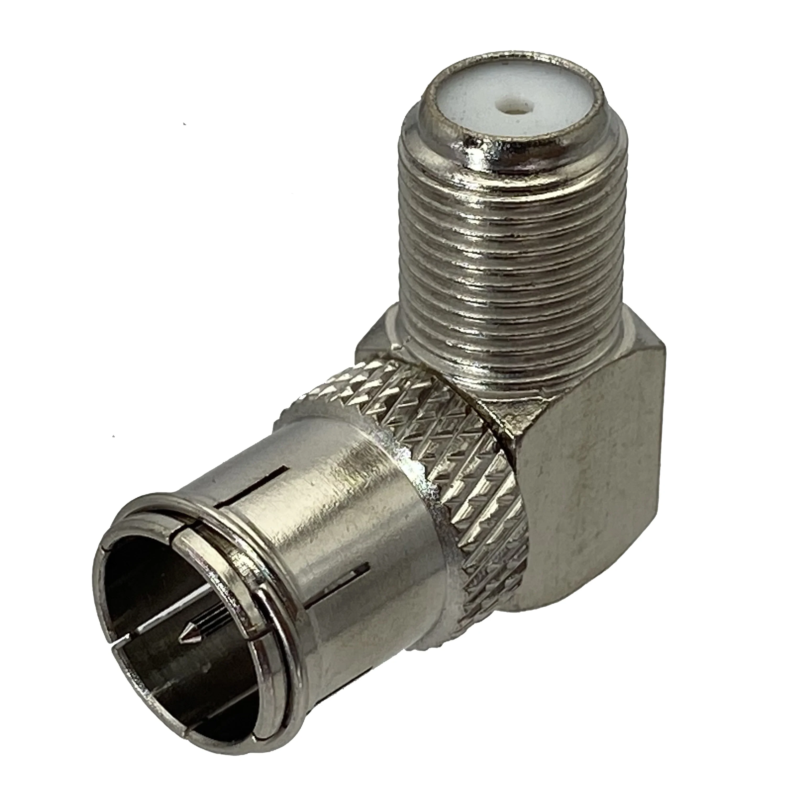 1pcs Quick Slide-on Push-on F TV Male Plug To F TV Female Jack in Series Right Angle RF Adapter Connector Wire Terminals