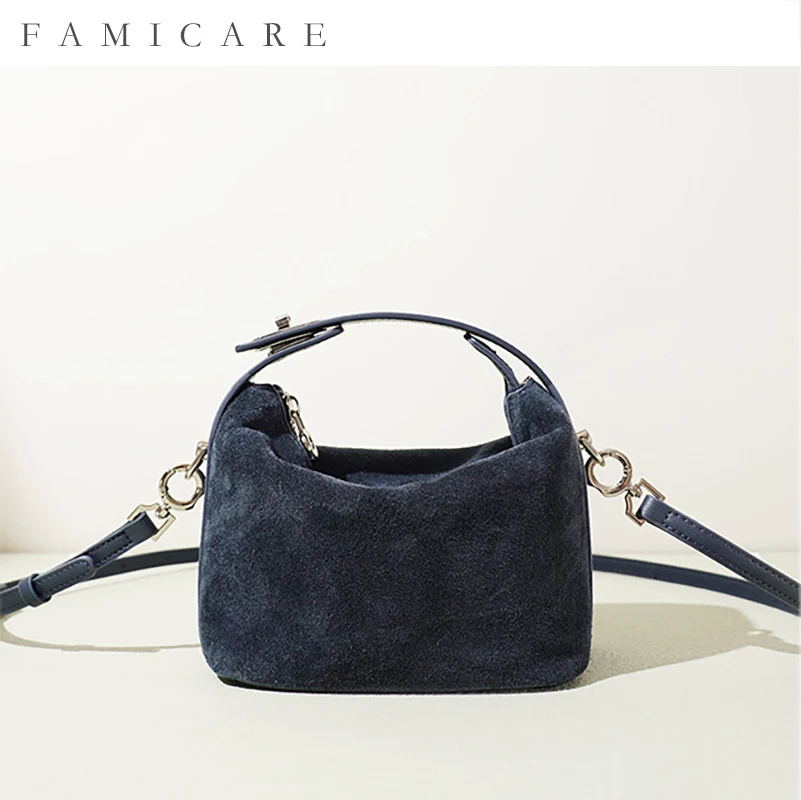 

2025 New Solid Color Suede Leather Tote Bag Korean Style Minimalist Single Shoulder Crossbody Pack Women Casual Chic Evening Bag