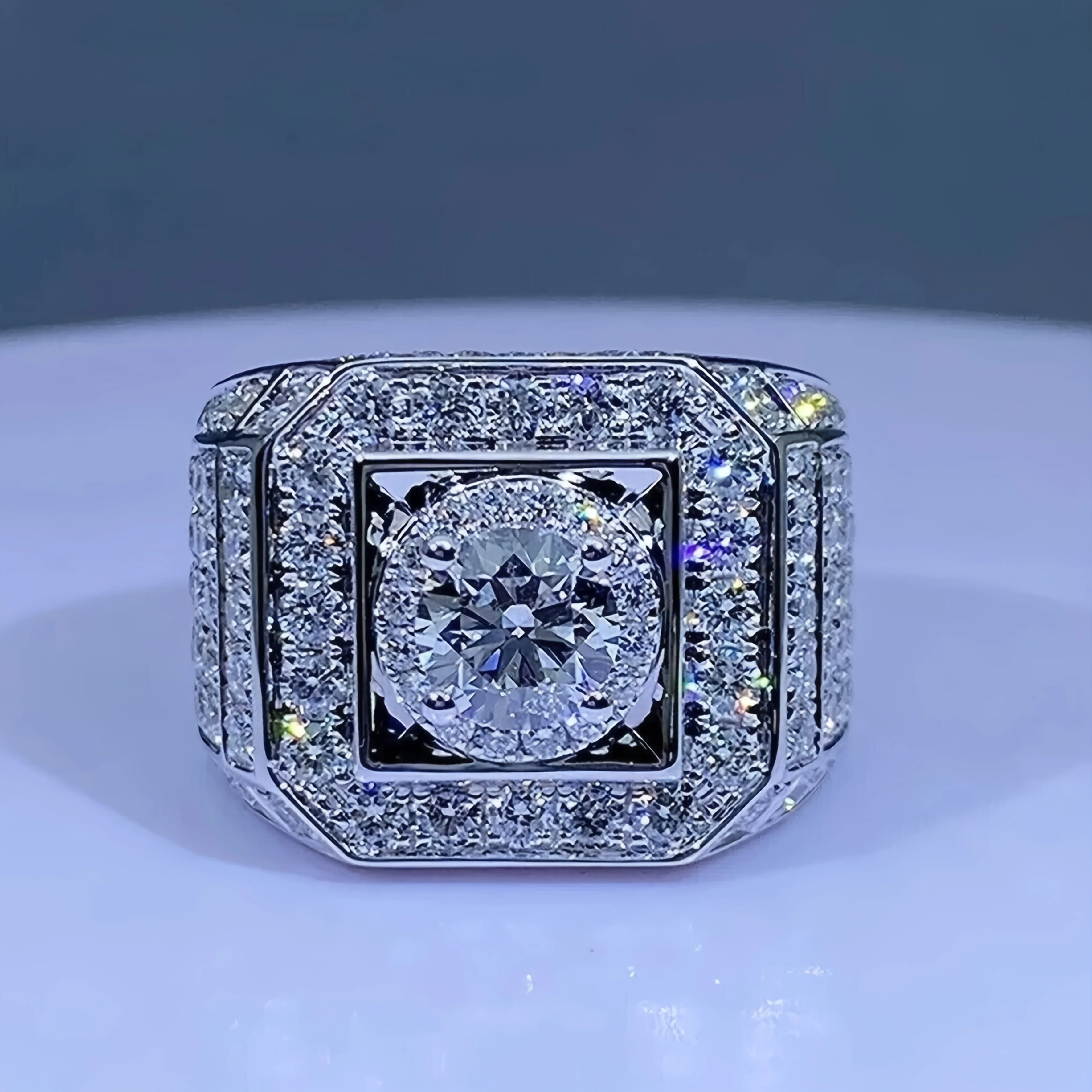 Solid 925 Sterling Silver Ring Fully Set with Moissanite Festive Gift Ideal for Any Occasion