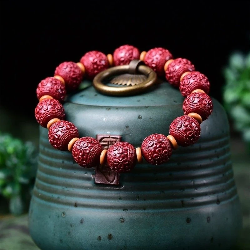 

Natural Cinnabar Beads High Content Purple Gold Sand Bracelet Men Luxury Bracelet Femmes Christmas Gifts Natural Stone Bracelet