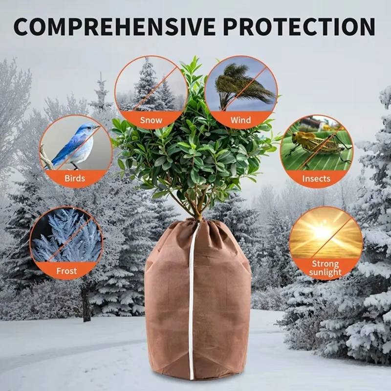 AS60-Pot Protector Plants Winter 65X70cm, Thermal Pot Protector For Plants With Zip And Drawstring Protection For Plants