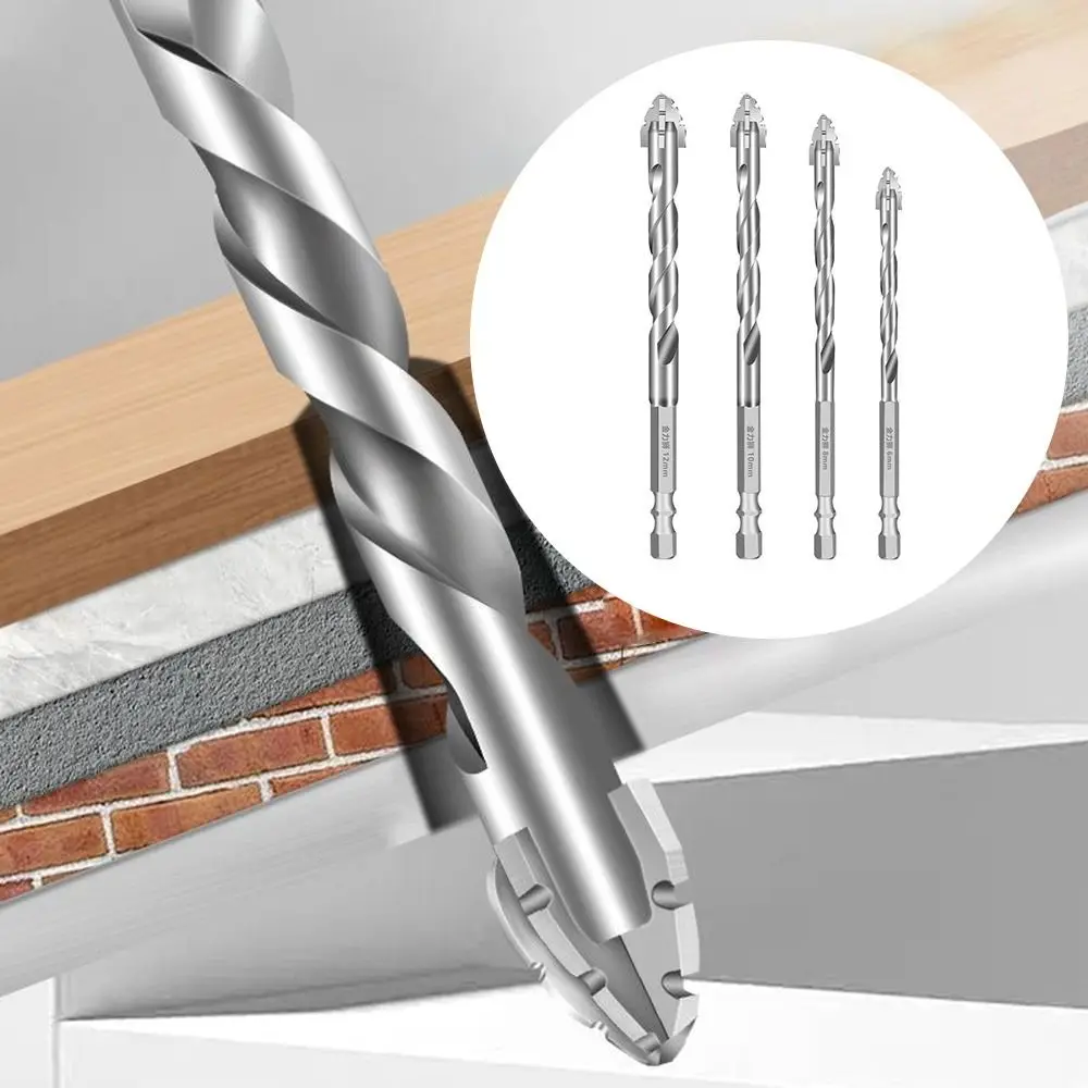 Four-Edged Eccentric Drill Bit Serrated Skewed Head Tile Drill Bit High Hardness Hexagonal Shank Drill Bit Set Drilling Tool