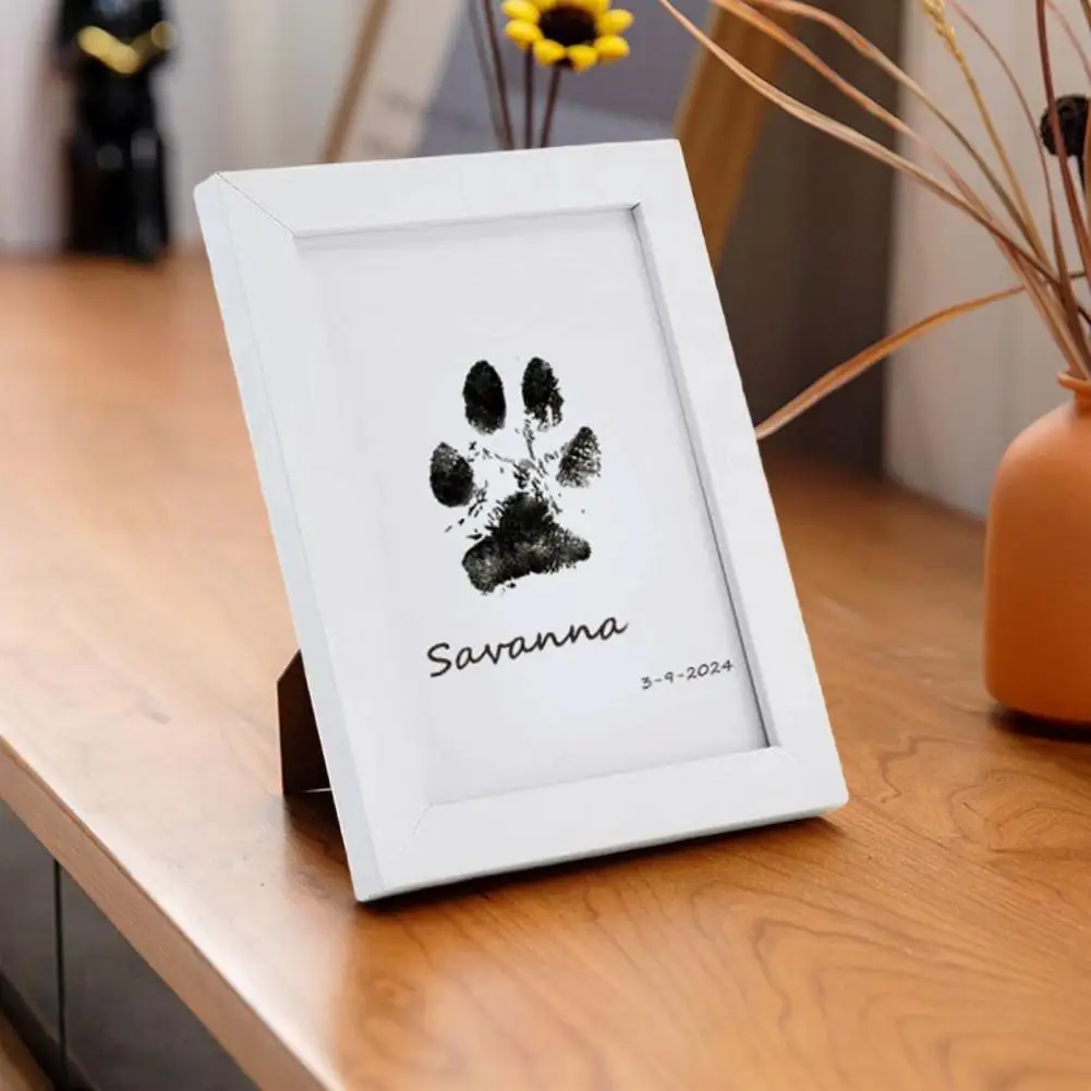 Safe Pet Ink Pad Pet Paw Printing Kit with Wooden Photo Frame Diy Dog Cat Impression Set for Puppy Kitten Picture for Pet