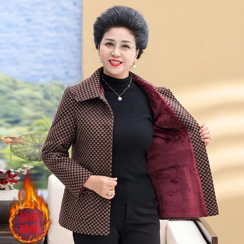 

Spring Autumn Middle Aged Mother Large Size 5XL Outwear Korean Ladies Long Sleeves Coat 2025 Female Fashion Thicken Tops Jacket