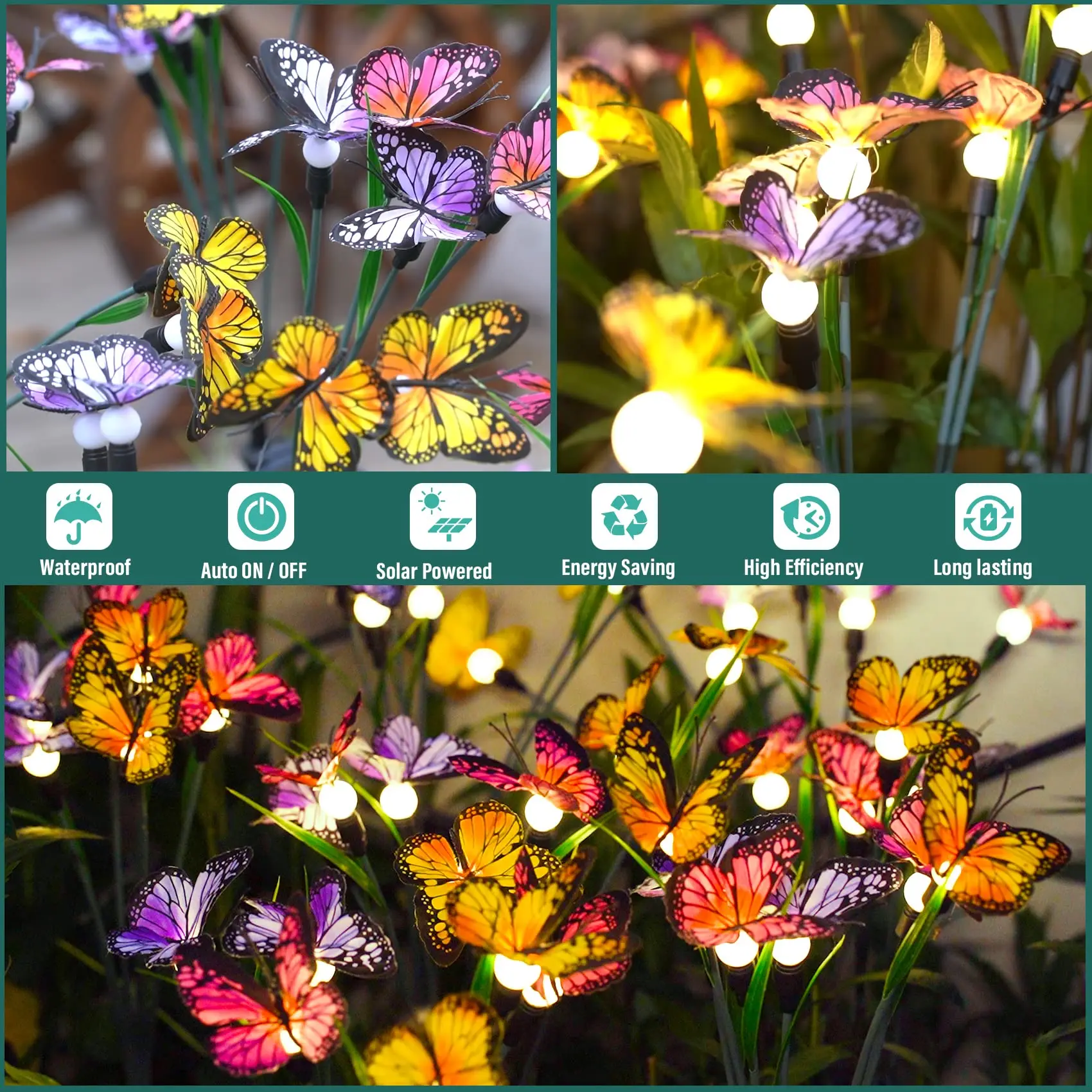 Imagem -04 - Butterfly Sunlight For Garden Solar Powered Lights Decoração ao ar Livre Quintal Pátio Caminho Street Decor Ip65 Impermeável