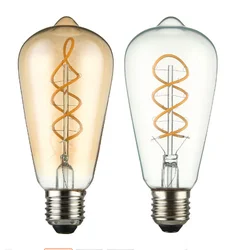 LED Bulb ST64 E27 4W 220V 110V 2700K Dimmable Vintage Spiral Filament Blubs Retro Incandescent Decoration Lighting Lamp Ampoule