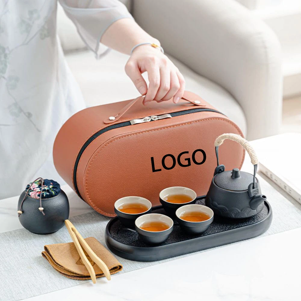 

European Design Style Gift Product Chinese Ceramic Purple Clay Pot Cup Tea Set with Travel Bag Includes Tea Canister