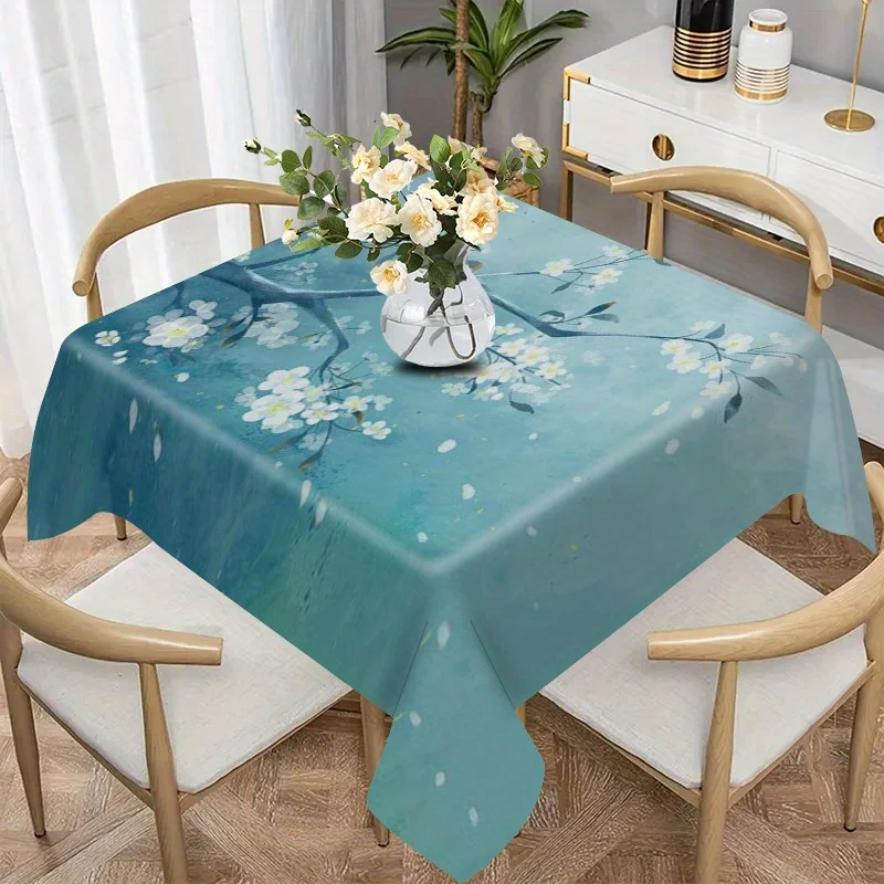 JIT 1PC minimalist style, white plum blossom pattern, printed tablecloth, yzb
