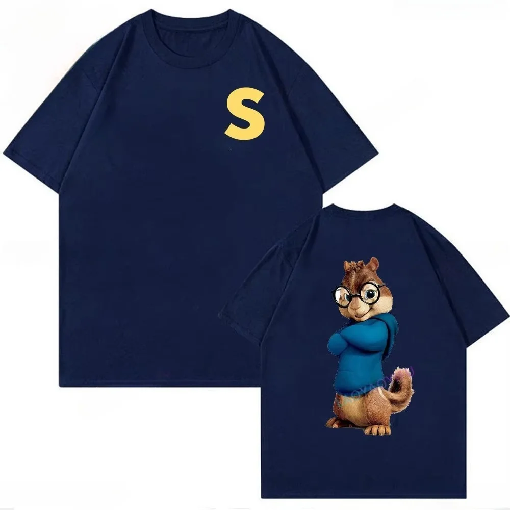 Alvin and The Chipmunks Red Shirt Unisex S/P Movie Promo Nerd Geek Animation Adult T-shirt Graphic T Shirts Cotton Tee Tops