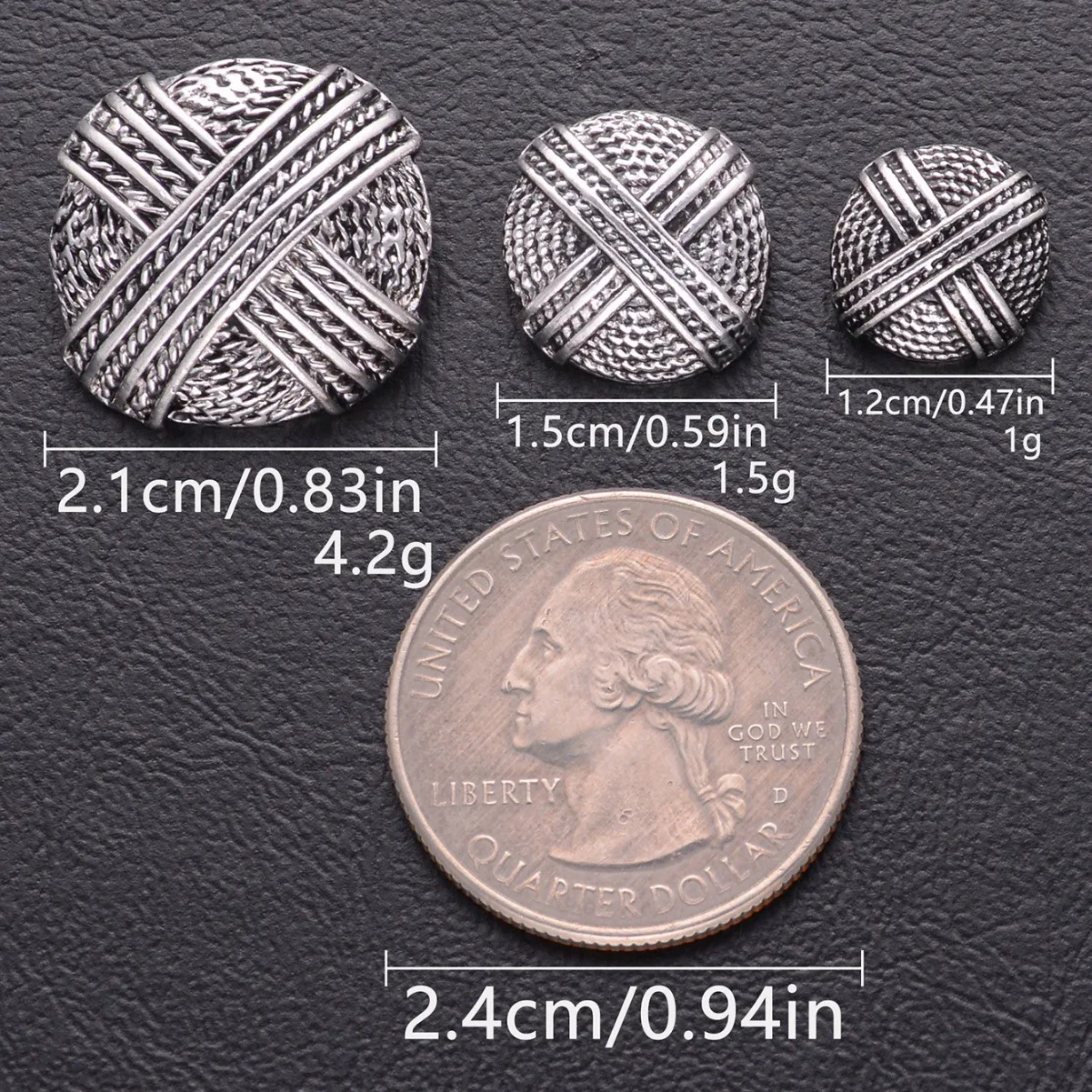 10Pcs/lot 15-21mm Vintage striped polka dot metal button, high-end antique silver high foot DIY hand sewn button N417