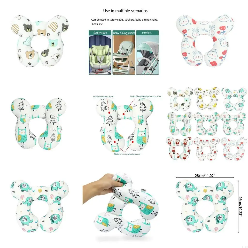 وسادة سفر للسيارة لمقعد السيارة لدعم الرقبة والوسائد لحديثي الولادة وسادة نوم كرتونية للسفر L8RB