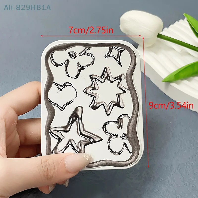 Cartoon Star Flip-Top Folding Makeup Mirror Portable Pocket Mirror Women Rectangle Cosmetic Make Up Mirror With Comb