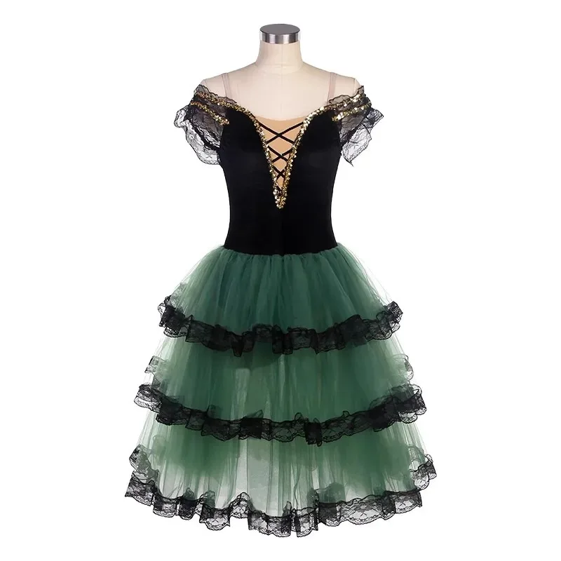 Профессиональная балетная романтическая пачка, длинная юбка, черно-красное танцевальное платье в Испании для девочек, взрослых и детей, балетный костюм Дон Кихота