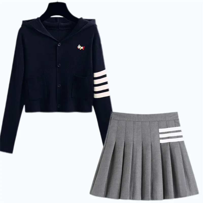 Golf Sweater Autumn Golf Wear Women 2024 New Korean Golf Suits Fashion Golf Knit+Skirt Pants Two Piece Set Women Golf Clothing