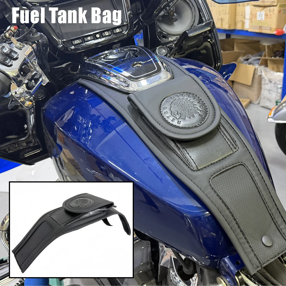New Black Leather Fuel Gas Tank Bag For Indian Pursuit Elite 2023-2025 Challenge