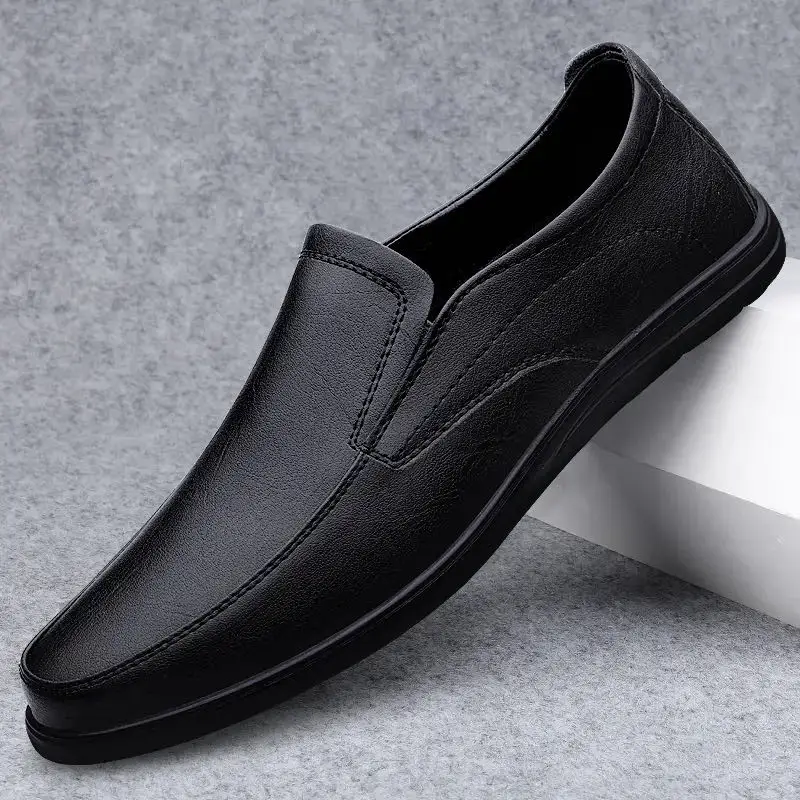 Fashion Men's Handmade Casual Slip On Shoes Genuine Leather Men Loafers Outdoor Comfortable Breathable Men Shoes