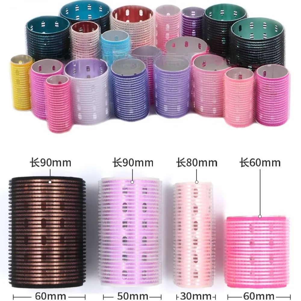6*9cm  Aluminum Core Self-adhesive Hair Roll Pure Nylon Hook and Loop Roller Self Grip Styling Hot Thermal Volume Styling Tools