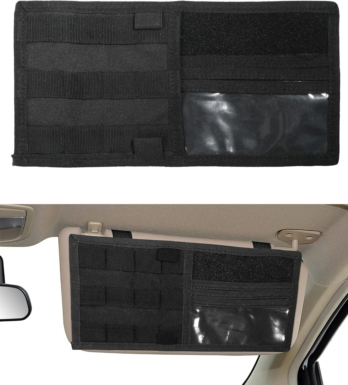 Tactical Car Sun Visor Cover Vehicle Molle Visor Storage Holder Pouch Molle Webbing for Cars Trucks Suvs