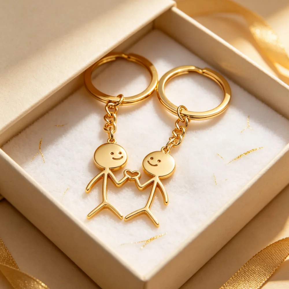 Cute Couple Stick Figure Keych - Couple Ring Set recension och pris