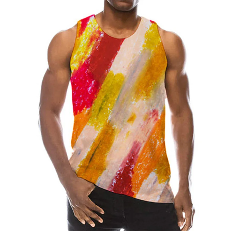 

New Rainbow Tank Top Men And Women 3D Paint Splatter Printed Gay LGBT Modern Fashion Vest Summer Casual Sleeveless Tops