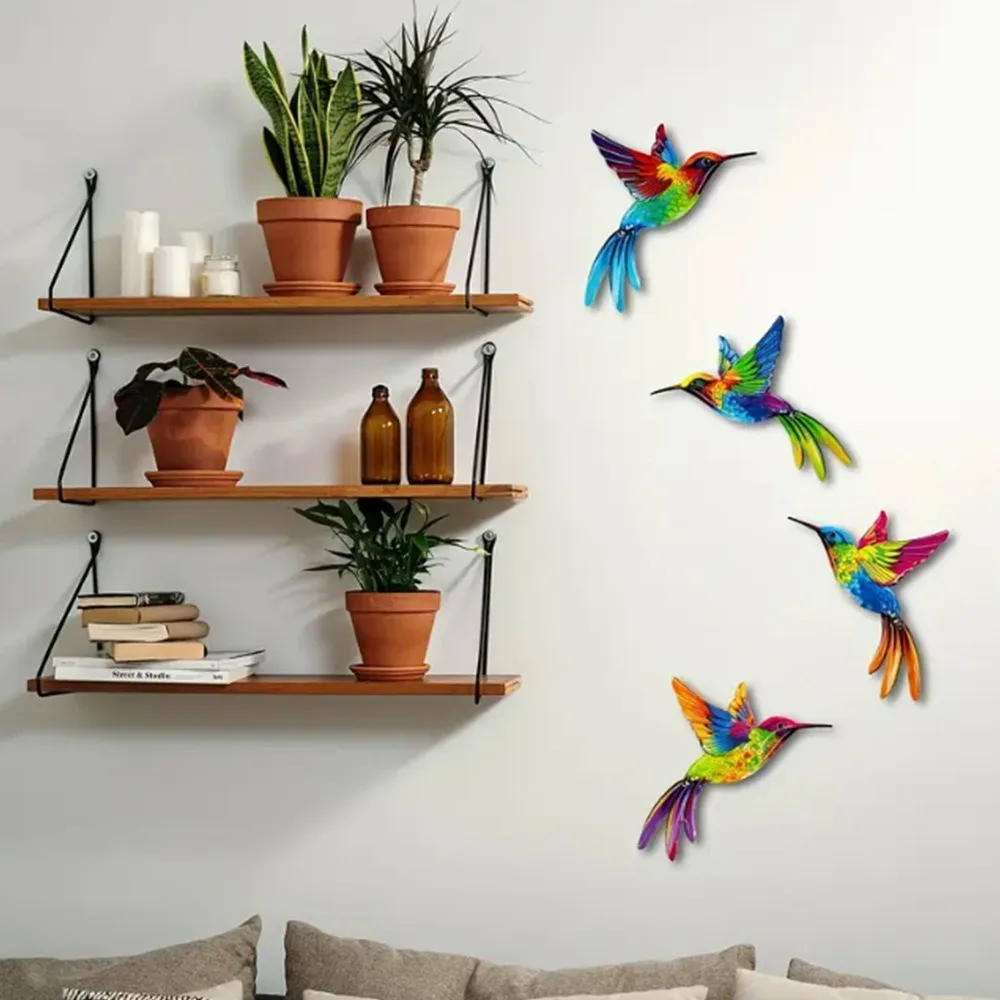 

European Style Wooden Bird Wall Decor Vintage Handmade Colorful Bird Ornament Rustic Bird Wall Art Backyard Fence Decor