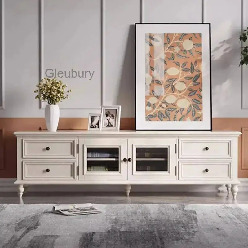 

Элегантная тумба под телевизор с ящиками: современный скандинавский ретро-дизайн для гостиной