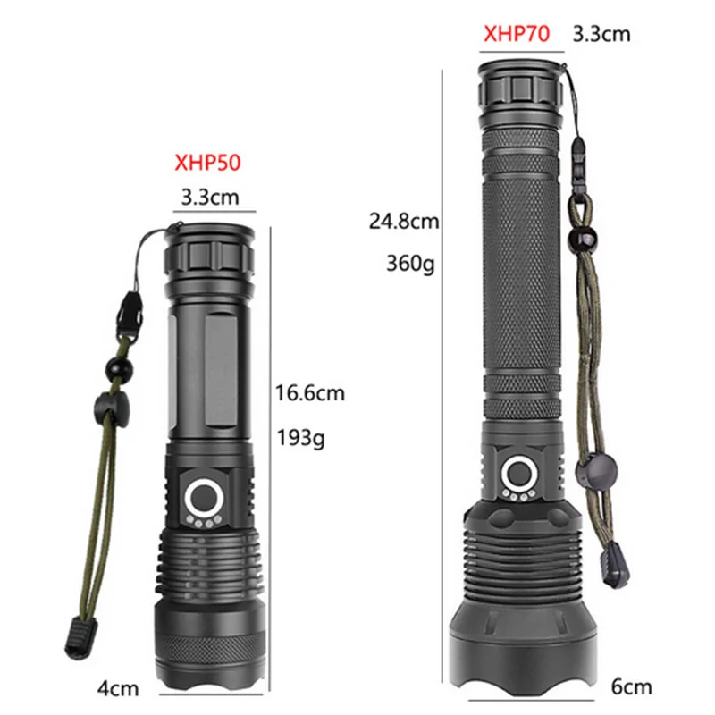 Rechargeable LED Flashlights 90000 Lumens Super Bright Zoomable Waterproof Flashlight with 3 Modes Powerful for Camping Hiking