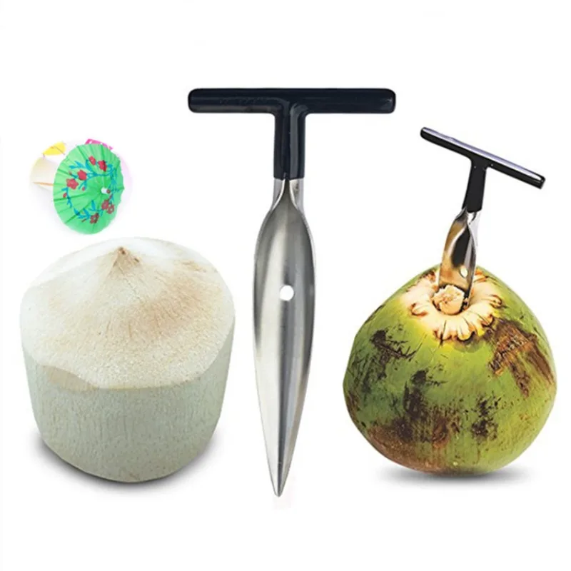 Coconut Opener Stainless Steel Coconut Tools Durable Knife Water Punch Tap Drill Straw Hole Opener Portable Kichen Accessories