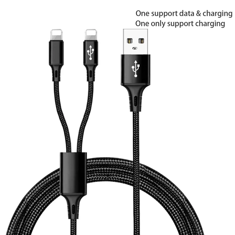 

Dual port Charging and data cable for iPhone 5 5s 6 7 8 plus xs 12 13 14 pro max pad 3A fast charge cord