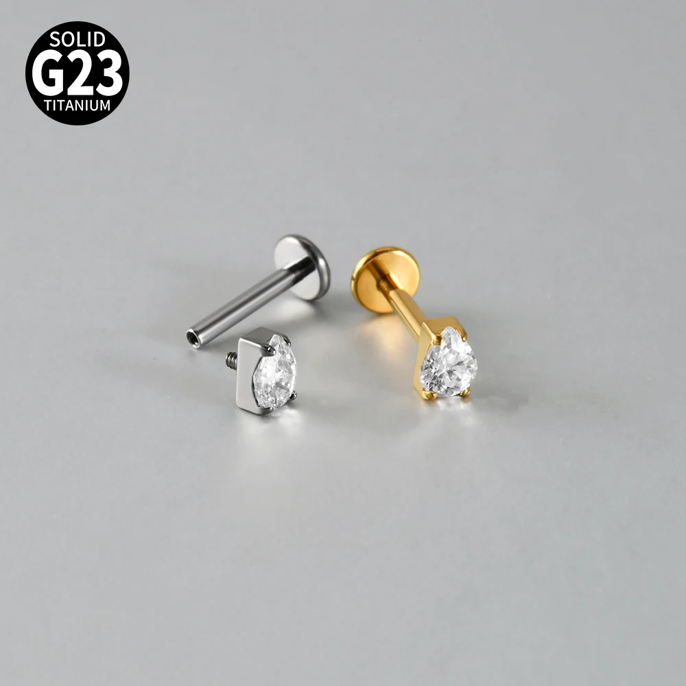 7-teiliges Set mit gemischten Stilen aus G23 Titan, innenliegendem Gewinde, Labret-Stud, Marquise, weißem CZ, für Knorpel-, Tragus-, Helix- und Ohrläppchen-Piercing, Körperschmuck. – Detail 5