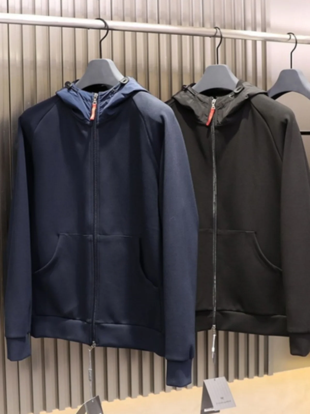 

Italian Luxury Air Cotton Fabric Men's Faion Casual Color Hooded Open Cardigan Jaet Trendy Spring Autumn Wear